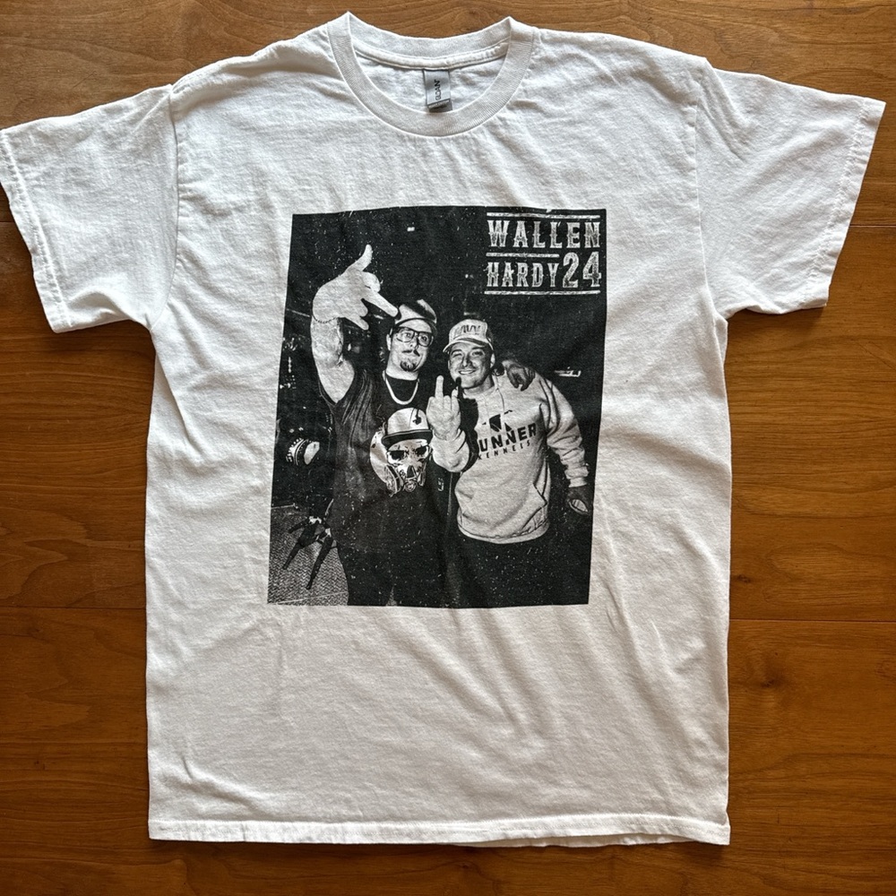 White Graphic T-Shirt with Black Print